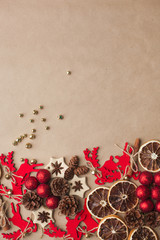 Christmas texture. Xmas pattern top view