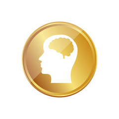 Gold Münze - Kopf mit Gehirn - Brainstorming
