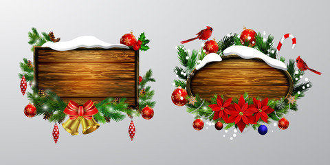 Vector wooden christmas board