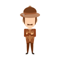 colorful safari man over white background  vector illustration