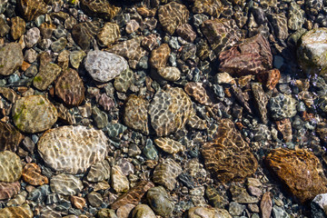 Pebbles at the bottom of a mountain stream
