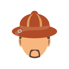 colorful man face  with  safari hat over   white background  vector illustration