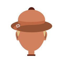 colorful man face  with  safari hat over   white background  vector illustration