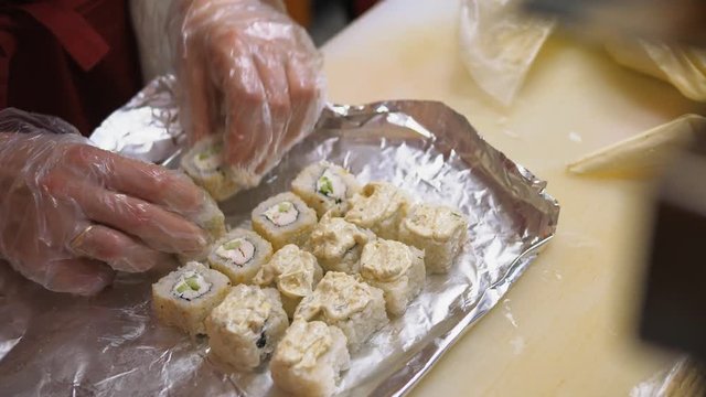Sushi and rolls. Cooking
