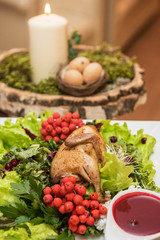 quail roasted with sweet and sour cranberry sauce