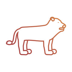 flat line colored lion over white background  vector illustration
