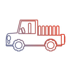flat line colored safari vehicle over white background vector illustration