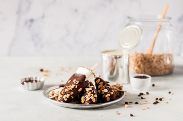 Ice Cream Coated with Chocolate