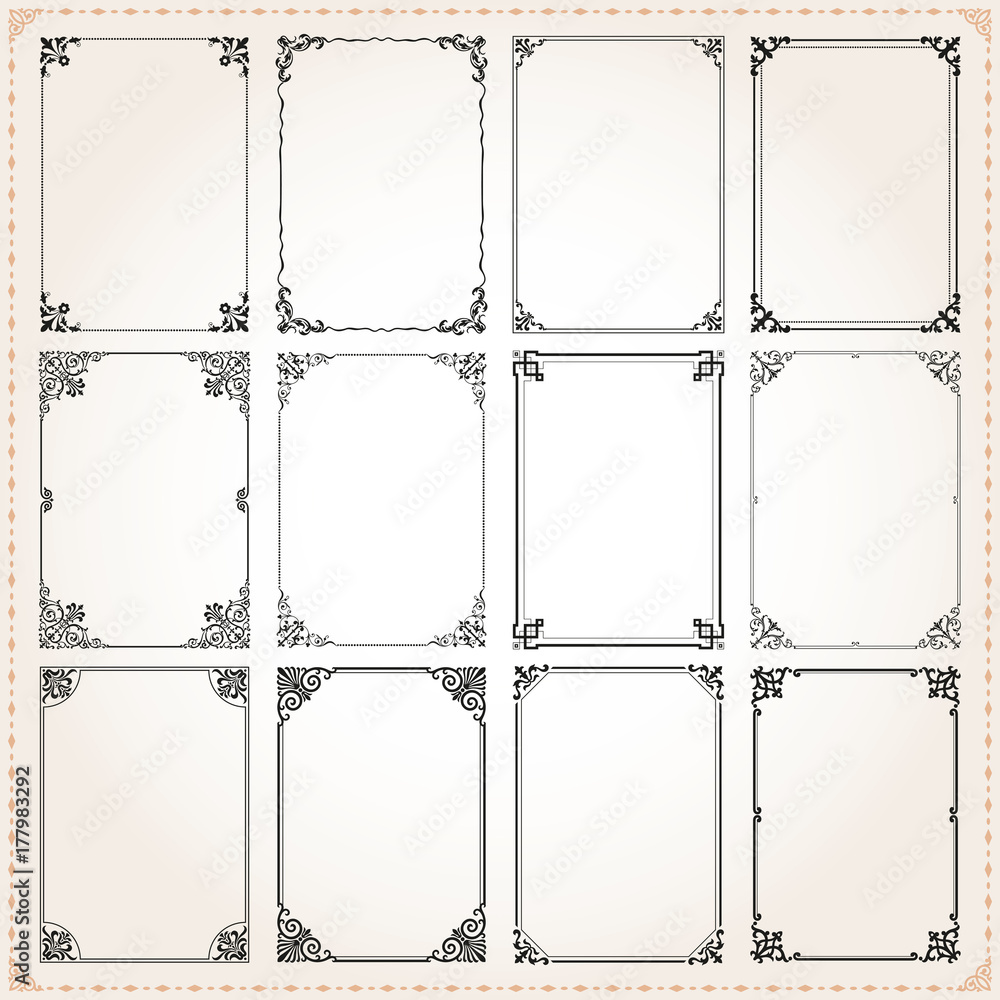 Canvas Prints decorative frames and borders rectangle proportions set 7