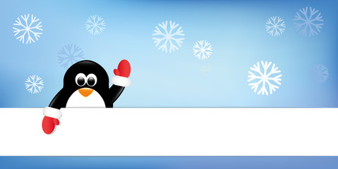 pinguin winkt schneehintergrund banner