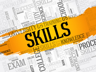 SKILLS word cloud collage, business concept background