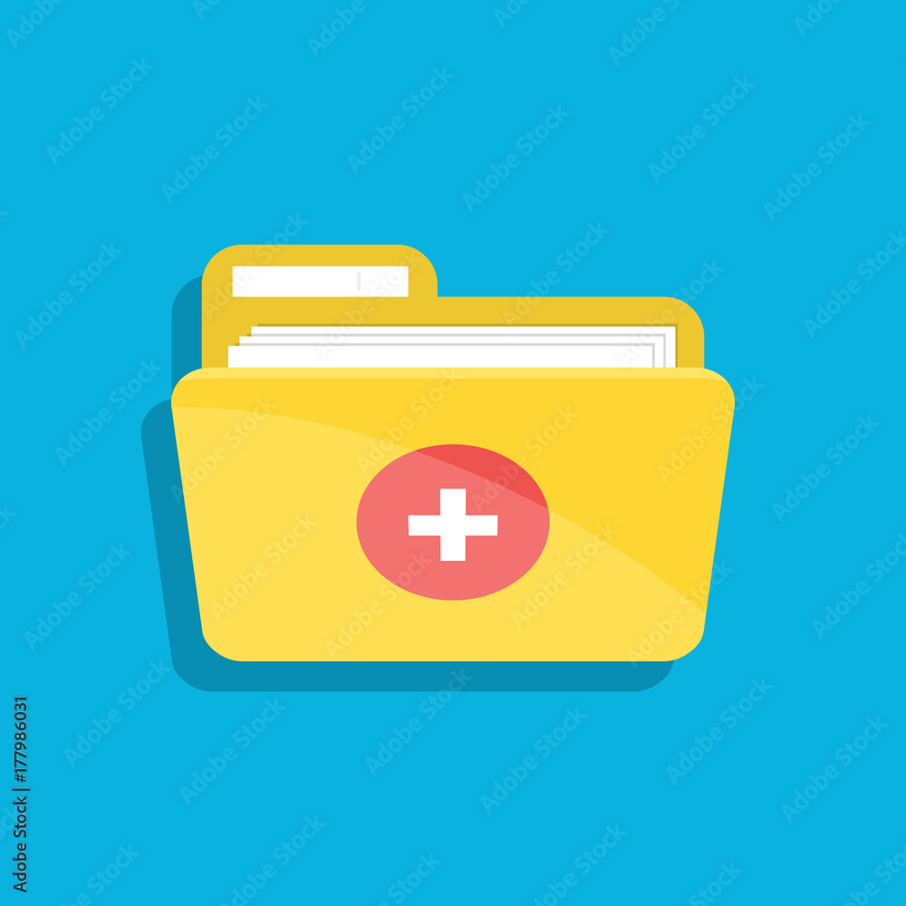 Poster icon of the medical folder for documents. for web, mobile and computer applications. flat illustrati