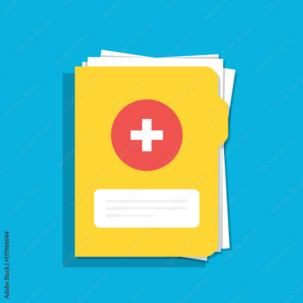 Poster icon of the medical folder for documents. for web, mobile and computer applications. flat illustrati