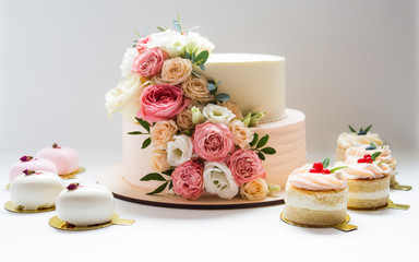 Double decker biscuit cake with flowers