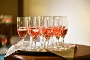 Champage flutes at a wedding reception