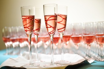 Champage flutes at a wedding reception