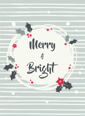 abstract wreath with red berries s. Round frame for Christmas cards and winter design. Vector layout with copyspace