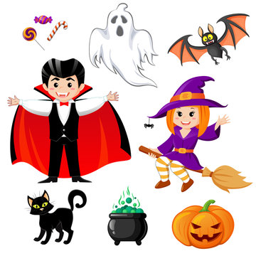 Set of Halloween elements