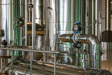 Equipment, industrial tools and machinery for the production of beer in factory shops

