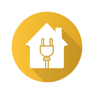 Home electrification flat design long shadow glyph icon