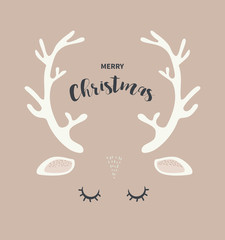 Merry Christmas greeting card with abstract deer