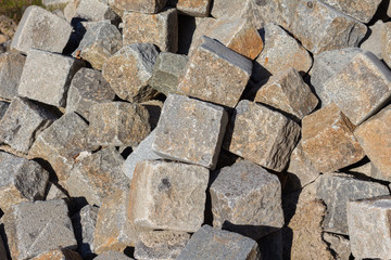 Cobblestones on a construction site.