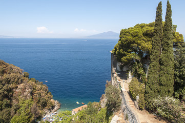 Panoramic view of Sorrento with Vesuvius far away. Naples_Italy
