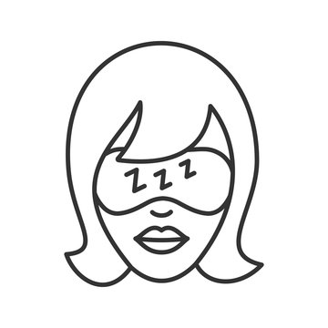recommend clip art: Woman face with sleeping mask linear icon