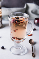 Berry tea with strawberries, raspberries, blueberries.