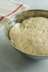 Bowl of fresh raw dough.