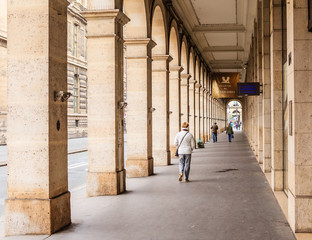 Arcade building Louvre of antique dealers. Paris, France
