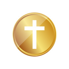 Fototapeta premium Gold Münze - Kreuz