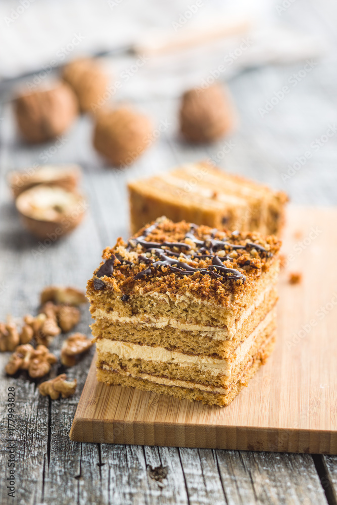 Wall mural Cake with walnuts and honey. - Wall murals