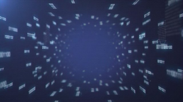 Sliding through a tunnel of binary code Seamlessly loopable animation.