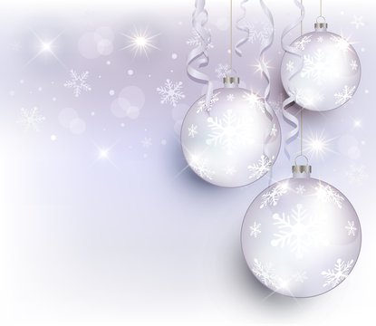 Merry Christmas ball flake white vector congratulations template background