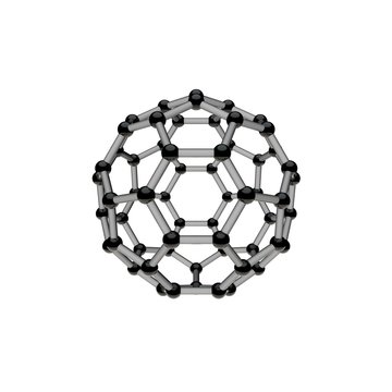 Fullerene model molecule. Isolated on white background. 3D rendering illustration.