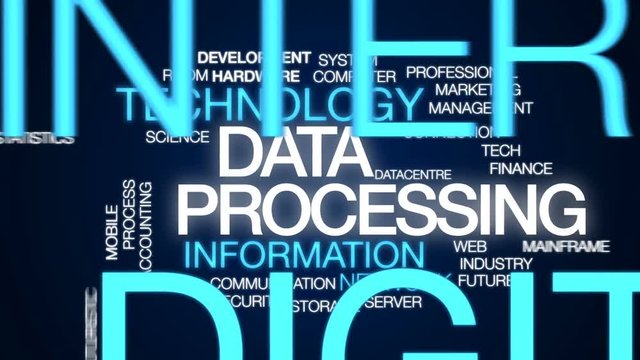 Data processing animated word cloud, text design animation.