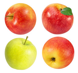 Fresh apple isolated on white background with clipping path set