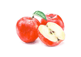 Three red apples