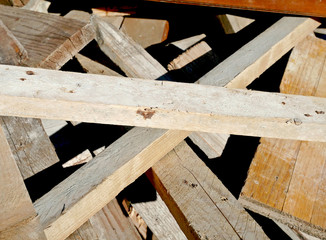 Fototapeta na wymiar Waste timber to be recycled