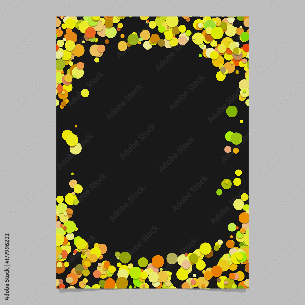 Poster Color abstract random dot pattern card background template - vector blank stationery border design with yellow circles