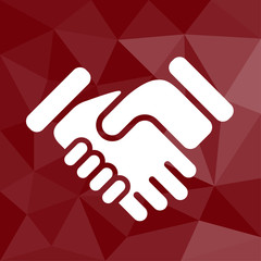Handschlag - Icon mit geometrischem Hintergrund rot