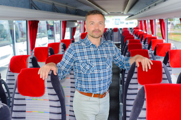 posing in the coach interiors