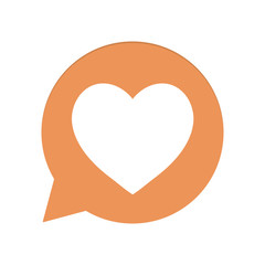 Orangene Sprechblase rund - Herz - Liebe