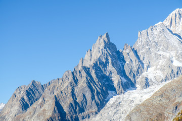 Peak of the Aiguille des Glaciers (Mont Blanc massif) from Val ferret, Aosta Valley, Italy