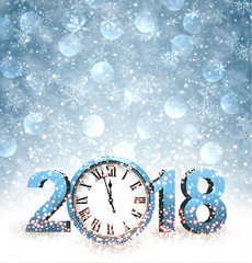 Fototapeta premium 2018 New Year background with clock.