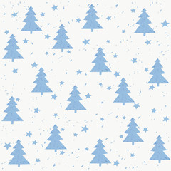 Obraz premium Hand made fir tree stars snow vector pattern. Happy New Year and christmas holidays background banner.