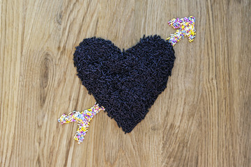 Chocolate Sprinkles & 100s & 1000s - in heart shape for love of candy, sweets, desserts, confectionary,  cake toppings, baking and food concepts.