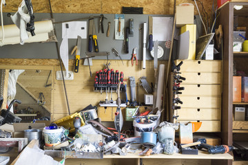 miscellaneous stuff stored in home workshop