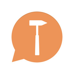 Orangene Sprechblase rund - Hammer - Service